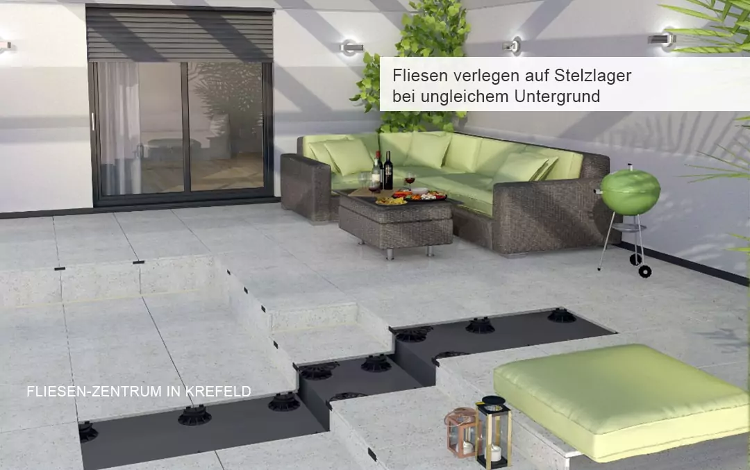 Fliesen verlegen auf Stelzlager