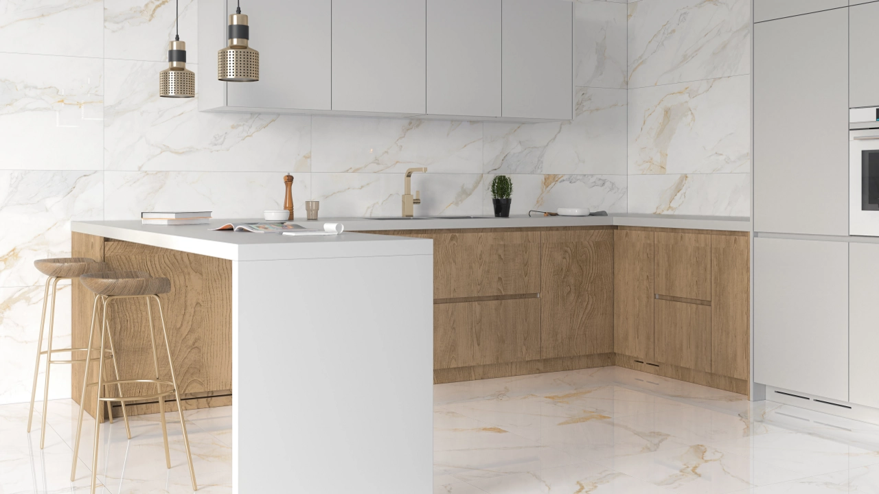 Marmor Glanz Creme Weiss Ambiente 3