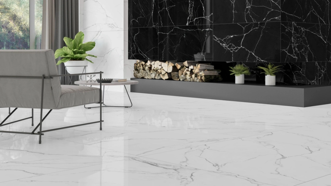 Marmor Glanz Schwarz Weiss Ambiente 1